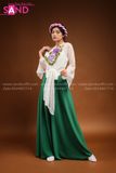  Áo Yếm Trắng Hoa Tím TYK0002 Khoác Tơ Trắng TTK0001 Phối Quần Váy Xanh TQV0901 Vấn Xoắn Hồng DMV0701 