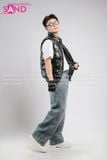  Outfit Phối Sẵn - (Quần Jeans Phối Phao Bạc Bóng Dài Đen) 
