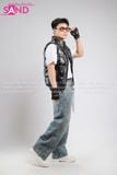  Outfit Phối Sẵn - (Quần Jeans Phối Phao Bạc Bóng Dài Đen) 