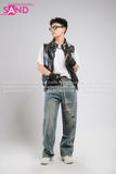  Outfit Phối Sẵn - (Quần Jeans Phối Phao Bạc Bóng Dài Đen) 