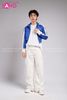  Outfit Phối Sẵn - ( HQN0002 Quần Dài Trắng Nắp Túi Hộp Ngang Phối Dây Phối HAK0809 Áo Khoác Crop Bomber Xanh Dương) 