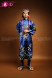  THX0801 Set Hoá Trang Táo Quân / Áo Dài Gấm Nam Họa Tiết Rồng Xanh Dương 