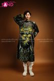  THX0101 Áo Dài Gấm Nam Họa Tiết Rồng - Đen 