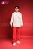  HAS0013  Outfit Phối Sẵn - (Quần Tây Đỏ phối HAS0013 Sơ Mi Táp Trắng Kiểu Mẫu 1) 