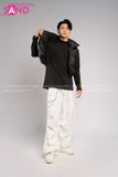  Outfit Phối Sẵn - (HQN0002 Quần Dài Trắng Nắp Túi Hộp Ngang Phối Dây phối Áo Gile Đen) 