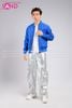  Outfit Phối Sẵn - ( HAK0805 Áo Khoác Bomber Xanh Dương phối HQD0203 Quần Suông Bạc Túi Hộp Form Cứng) 
