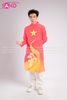  TAD0413 Áo Dài Cách Tân Nam Sao Vàng Đỏ Hoạ Tiết 