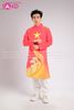  TAD0413 Áo Dài Cách Tân Nam Sao Vàng Đỏ Hoạ Tiết 