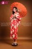  TNN0402 Set Kimono Đỏ Họa Tiết Trắng (đai nơ rời) 