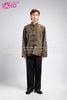  TNQ1001 Sườn Xám - Áo Sẩm Nam Nâu Hoạ Tiết 