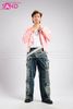  Outfit Phối Sẵn - (HQB0804 Quần Jean Túi Hộp Ống Rộng Lưng Bản To Mẫu 4 phối HAK0501 Áo Khoác Kaki Jean Cổ Sơ Mi Hồng Nam) 