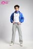  Outfit Phối Sẵn - (HQB0805 Quần Jean Túi Hộp Ống Rộng Giọt Nước Mẫu 5) phối HAD0801 Áo Khoác Hoodie Da Bóng Xanh Dương) 