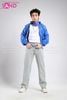  Outfit Phối Sẵn - (HQB0805 Quần Jean Túi Hộp Ống Rộng Giọt Nước Mẫu 5) phối HAD0801 Áo Khoác Hoodie Da Bóng Xanh Dương) 