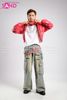  Outfit Phối Sẵn - (HQB0808 Quần Jean Túi Hộp Ống Rộng Túi Đôi Mẫu 8 phối HAD0403 Áo Khoác Hoodie Da Bóng Đỏ) 