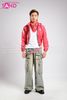  Outfit Phối Sẵn - (HQB0808 Quần Jean Túi Hộp Ống Rộng Túi Đôi Mẫu 8 phối HAD0403 Áo Khoác Hoodie Da Bóng Đỏ) 