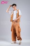  Outfit Phối Sẵn - (Áo Gile Tua Rua phối Quần Ống Rộng Nâu) 