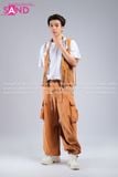  Outfit Phối Sẵn - (Áo Gile Tua Rua phối Quần Ống Rộng Nâu) 