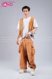  Outfit Phối Sẵn - (Áo Gile Tua Rua phối Quần Ống Rộng Nâu) 