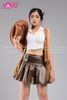  Outfit Phối Sẵn - (HBH1001 Váy Xấp Li Da Nâu phối HAG1003 Gile Tua Râu Nâu Mẫu 3) 