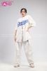  Outfit Phối Sẵn - (HQN0002 Quần Dài Trắng Nắp Túi Hộp Ngang Phối Dây phối HAB0001 Áo Bóng Chày Trắng Số 17) 