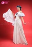  Yếm Trắng Đồng Tiền Tay Xanh TYT0002 Quần Váy Lụa Trắng 2 Lớp TQV0001 Vấn Xoắn Xanh Biển DMV0802 