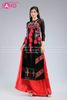  TAT0408 Trang Phục Áo Dài Dân Tộc Thiết Kế Tà Lơi Thổ Cẩm Nữ - Đỏ Đen 
