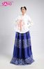  TNH0108 Hanbok Áo Trắng Váy Xanh Gấm In Nhũ 