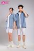  Outfit Phối Sẵn - (HST0001 Quần Short Trắng Form Rộng Nam phối HAS0802 Áo Sơ Mi Pastel Form Rộng Màu Xanh) 