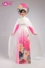  TAE0021 Áo Dài Trình Diễn Tay Voan Choàng Hoạ Tiết Sen - Màu Hồng  ( KÈM MẤN ) 