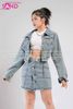  Outfit Phối Sẵn - (HVJ0801 Chân Váy Ngắn Jean Mẫu 1 phối HAK0801 Áo Khoác Crop Jean Nữ Mẫu 1) 