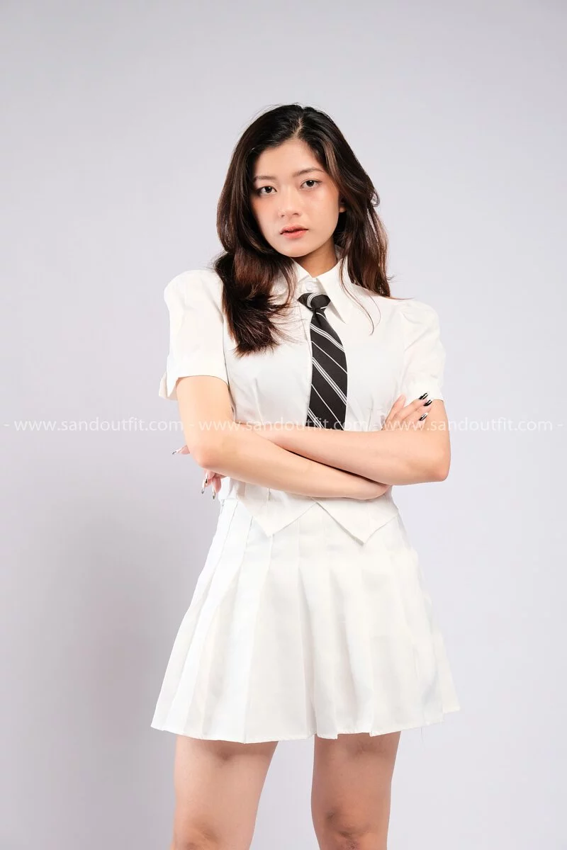 đồng phục công sở nữ áo sơ mi trắng tay ngắn - Đồng Phục Thiên Phước