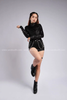  Outfit Phối Sẵn - (Quần Cạp Cao phối Bodysuit Ánh Kim Xích Nhiều Khoen) 