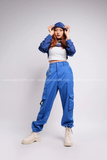  Outfit Phối Sẵn - (Quần Thụng Xanh Dương phối Cutout Hoodie Xanh Dương) 