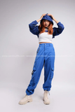  Outfit Phối Sẵn - (Quần Thụng Xanh Dương phối Cutout Hoodie Xanh Dương) 