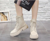  Giày Boot Bằng Đế Thấp - Trắng Kem Sữa 
