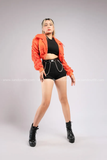  Outfit Phối Sẵn - (Quần Short Đen phối Áo Khoác Cam Kiểu) 