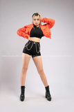  Outfit Phối Sẵn - (Quần Short Đen phối Áo Khoác Cam Kiểu) 