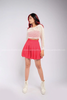  Outfit Phối Sẵn - (Váy Xếp Li Đỏ phối Áo Lưới Trắng Croptop) 