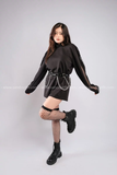  Outfit Phối Sẵn - (Áo Dài Tay Lưới phối Nịt Nhiều Khoen) 