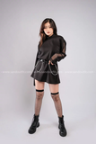  Outfit Phối Sẵn - (Áo Dài Tay Lưới phối Nịt Nhiều Khoen) 