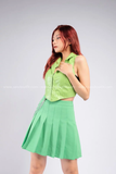  Outfit Phối Sẵn - (Chân Váy Xanh Lá phối Áo Không Tay Cổ Sơmi) 