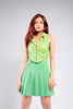  Outfit Phối Sẵn - (Chân Váy Xanh Lá phối Áo Không Tay Cổ Sơmi) 
