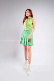  Outfit Phối Sẵn - (Chân Váy Xanh Lá phối Áo Không Tay Cổ Sơmi) 