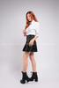  Outfit Phối Sẵn - (Chân Váy Đen phối Sơmi Trắng Cà Vạt Đỏ Caro) 