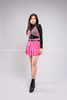  Outfit Phối Sẵn - (Chân Váy Xếp Li Hồng phối Áo Bra Đính Đá Hồng) 