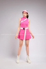  Outfit Phối Sẵn - (Chân Váy Xếp Li Hồng phối Bodysuit Hồng) 