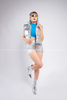  Outfit Phối Sẵn - (Quần Short Bạc phối Gile Phao Bạc Bóng) 