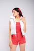  Outfit Phối Sẵn - (Quần Short Đỏ phối HAP0001 Áo Gile Phao Croptop Không Tay - Trắng) 
