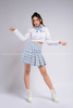  Outfit Phối Sẵn - (HVX0802 Chân Váy Xếp Li Caro Xanh Học Sinh phối HAS0003 Áo Sơ Mi Croptop Dài Tay) 