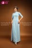  TAA0802 Áo Dài Truyền Thống Lụa Mỹ -Xanh Da Trời Tay Lửng 